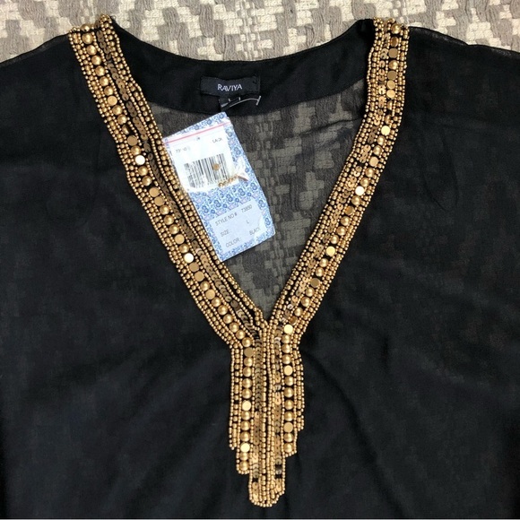 Raviya black sheer swim cover with gold beading detail size large - Picture 5 of 9